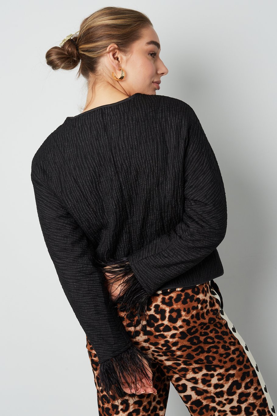Feather jacket black panther print - black Picture7